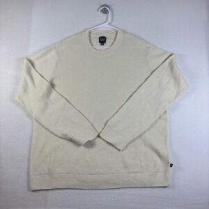 Gap Mens XXL Waffle Knit Crewneck Sweater Cream Off White Cotton Blend Pullover